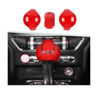 Decoración Interior 3 Unids/set Para Mustang 2015-2019 Fibra De Carbono Real Interior Del Coche Perilla De Palanca De Cambios Panel Cubierta Pegatina Embellecedora(Red A)