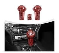 Decoración Interior 3 Unids/set Para Mustang 2015-2019 Fibra De Carbono Real Interior Del Coche Perilla De Palanca De Cambios Panel Cubierta Pegatina Embellecedora(Carbon Fiber Red B)