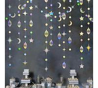 Decoración Iridiscente de Eid Mubarak Ramadán para Colgar, Arco Iris, Estrella, Luna, círculo, Luna, Luna, Luna, Luna, Guirnalda, telón de Fondo, decoración para Feliz Ramadán, Islam, Boda, Fiesta de