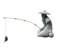 Decoración Japonesa Figuras Vintage de Resina de un Pescador Sentado para Acuario bonsái jardín Zen pecera micropaisaje y Acuario de sobremesa.