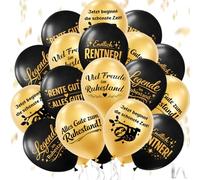Decoración Jubilación, 30 Piezas Globos Jubilación, Regalo Jubilacion Hombre Mujer,Para Fiesta De Jubilacion, Noche De Despedida y Fiesta De Despedida (Negro y dorado)