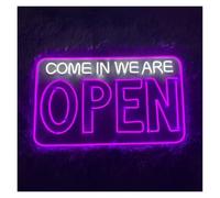 Decoración Lámparas Letrero De Neón LED Regulable Come In We Are Open Para Cafetería, Hotel, Tienda, Bar, Pub, Restaurante, Negocio, Decoración De Pared 50cm