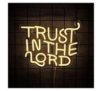 Decoración Lámparas Letrero De Neón Trust In The Lord Con Luz Blanca Cálida Para Bar, Boda, Propuesta De Matrimonio, Decoración De Fondo Para Fiesta, 33cmx26cm