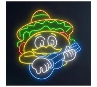 Decoración Lámparas Letreros De Neón De Tacos, Luces De Neón De Guitarra, Adecuados Para Restaurantes De Comida Rápida, Decoración, Letreros Luminosos, Letreros Comerciales(70CM)