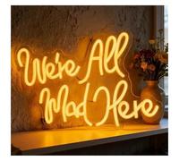 Decoración Lámparas We're All Mad Here Letrero De Neón Luz Regulable Para Sala De Juegos Hombre Cueva Bar Tienda Club Decoración De Pared Lámpara Iluminada 16.5inx9.8in(Orange,Blue,Green,Silver,Black)
