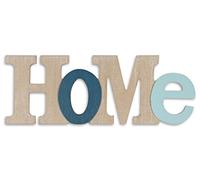Decoración levandeo, diseño 3D, con la palabra Home, 35 x 13 cm, letras de madera natural, color azul