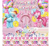 decoracion little 81 Pcs Vajilla, Globos, Mantel, Tarta, Cumpleaños, Little Fiesta