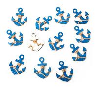 Decoración marina anclas de madera, Set de 12: pequeños anclajes decoración marinera, adornos marineros, decoración náutica mesa, decoracion baño marinero, verano, playa y mar, con adhesivo, 6 cm