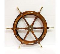 Decoración marítima antigua de madera de 76,2 cm, diseño de capitanes de barco, ancla de latón para colgar en la pared, decoración del hogar