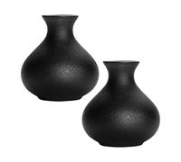 Decoración Moderna para Casas de Campo Juego de jarrón cerámica Negro Mate, contenedores arreglo Flor hidropónica esmaltados Hechos a Mano, 2 uds Regalos para Parejas