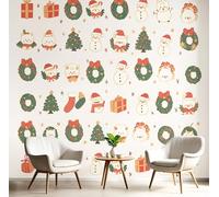 Decoración Mural Blanco Verde Pino De Guirnalda Papel Pintado Ilustración De Dibujos Animados 3D Murales Seda Material Para Fotográfico Tapiz Salón Dormitorio Cocina Decoración Del Hogar,400X280Cm