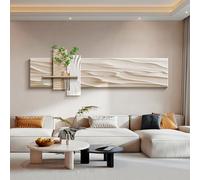 Decoración mural moderna estilo arenisca, Arte decorativo para sala de estar con iluminación integrada - Adorno para el fondo del sofá (Cuadro-lámpara artístico)(White,50*150CM/19.7*59.1IN)