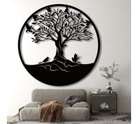 Decoración natural: arte mural de metal con árbol de la vida, para salón | “árbol de la vida” toma forma en metal y crea un interés decorativo singular en el salón, dentro de un interior rústico.