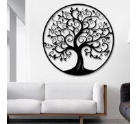 Decoración natural: arte mural de metal con árbol de la vida, para salón | “árbol de la vida” toma forma en metal y crea un interés decorativo singular en el salón, dentro de un interior rústico.