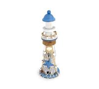 Decoración náutica - Faro con estrella marina azul y red