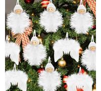 Decoracion Navidad Arbol Blanco Pluma UieaMsio 16 Pcs Alas De Plumas De Ángel De Navidad Decoración De La Fiesta De Navidad Decoraciones Navideñas Blancas para Hogar Fiesta Exterior Interior (16pcs)
