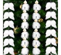 Decoracion Navidad Arbol Blanco Pluma UieaMsio 24 Pcs Alas De Plumas De Ángel De Navidad Decoración De La Fiesta De Navidad Decoraciones Navideñas Blancas para Hogar Fiesta Exterior Interior (24pcs)