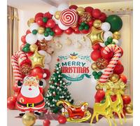Decoracion Navidad Decoración Navideña Hogar Globos de Navidad Decoracion Merry Christmas Decorations Adornos Navideños Globos Papa Noel Verdes y Rojos con Reno y Trineo Decoración Navideña Interior