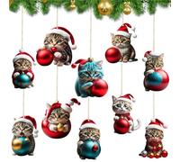 Decoracion Navidad Gatos,Colgantes Árbol Navidad de Gato,Colgantes de Navidad,para Coche, Ventana, Decoración de Fiestas Festivas