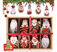 Decoración Navidad Gnomos Navideños, Pequeños 8 Piezas Elfos Piñas Adornos, Colgantes Muñecos Arbol Navidad, Ornamentos Figuras