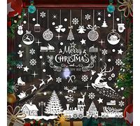 Decoración Navidad Ventanas PVC Doble Cara Pegatinas Removible Navidad Copos Nieve Stickers Papá Noel Muñeco de Nieve Alce de La Puerta Adornos Navidad Decoracion Ventana (Style4)