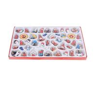 Decoración navideña, 48 Piezas Santa Claus muñeco de Nieve ángeles Adornos navideños de Madera en Miniatura decoración Colgante pequeña(Y1157)
