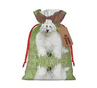 Decoración navideña,Bolsa de regalo con cordón,Bolsas de regalo de Navidad y cumpleaños,Bolsas de regalo reutilizables multiusos. Perro Bichon Frise
