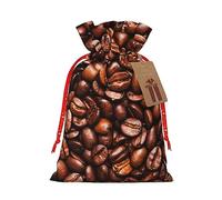 Decoración navideña, bolsa de regalo con cordón, bolsas de regalo de Navidad y cumpleaños, bolsas de regalo reutilizables multiusos. Divertidos granos de café tostados