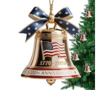 Decoración navideña campana, patrióticos de metal - Campana de cumpleaños 250e para árbol de Navidad, puerta de chimenea, corona decoración de patriótica