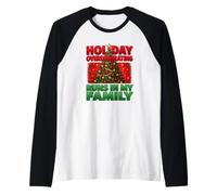 Decoración navideña Corre en mi Familia Navidad Divertida Camiseta Manga Raglan