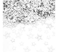 Decoración navideña de confeti de plata con estrellas, decoración de Navidad, decoración de mesa de Navidad, decoración de mesa con estrellas, confeti, cumpleaños, boda, año nuevo