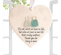 Decoración navideña de corazón de cerámica | Decoración de cerámica Amor Corazón para árbol de Navidad | Regalo colgante estacional para amistad | Mujer Chica Adulta Adolescente Estudiante