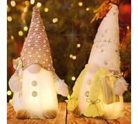 Decoración navideña de duendes con luz, 2 unidades de duendes navideños con luz, decoración navideña, duende de Navidad, duende de Navidad, sin rostro, para decoración de mesa