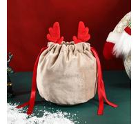 Decoración navideña de Halloween Bolsas de dulces Bolsas de astas Terciopelo Dibujar Cuerda Conejito Santa Sacos Bolsas para Navidad Bolsas de regalo de año nuevo-astas rojas,Polonia,10PCS