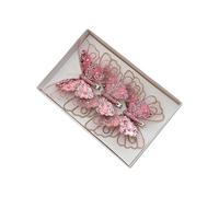 Decoración navideña de Mariposas flocadas con Efecto Brillante, Adorno navideño para escaparate para Uso en Interiores, Suministros tiernos para Fiestas de celebración
