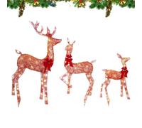 Decoración navideña de reno - Festive 2D Acrylic Lighted Deer Family Ornaments with Warm Glow, Creates Joyful Ambience Holiday Cheer, Outdoor Yard Decoration for Party Celebration Family Gatherings