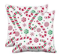 Decoración Navideña, Espiral Navideña, Bastón De Caramelo, Invierno Fundas para Almohadas Decorativos Fundas para Cojines Transpirable Cushion Covers para Cama 45X45Cm Conjunto De 2