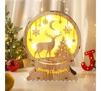 Decoración Navideña Iluminada de Madera Led,Led de Madera Luces de Navidad,Adornos Navideños,Decoración Navideña Luz Decoración, Iluminación a Pilas,para Centros de Mesa Luminosos de Navidad,Alce