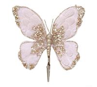 Decoración navideña multicolor con lentejuelas con purpurina mariposa de franela con diseño ligero para árboles de Navidad y exhibiciones de temporada (rosa poco profundo)