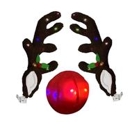 Decoración navideña para coche, vehículo luminoso, cuernos de reno con nariz, decoración navideña, para vehículos de motor, camiones, vehículos, todoterrenos, exteriores, ventanas, techo, parte