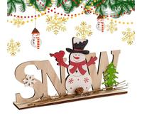 Decoración navideña para estante - Cartel centro de mesa con Papá Noel y muñeco de nieve, cartel de madera decoración navideña para la casa - Para baño, cocina, vacaciones, invierno, dormitorio Stan