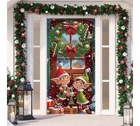 DecoracióN NavideñA Para Puerta,Cubierta De Puerta NavideñA Para Exteriores E Interiores,Pancarta De Merry Christmas,90x210 Cm,Con Banda EláStica,Christmas Door Cover,FáCil De Instalar (Color 10)