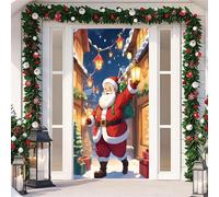 DecoracióN NavideñA Para Puerta,Cubierta De Puerta NavideñA Para Exteriores E Interiores,Pancarta De Merry Christmas,90x210 Cm,Con Banda EláStica,Christmas Door Cover,FáCil De Instalar (Color 4)