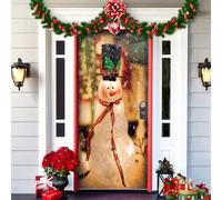 Decoración Navideña Para Puerta De Entrada 2024, Cubierta De Puerta Elástica Navideña, Decoraciones Navideñas Para Puerta De Entrada Al Aire Libre (B,91 * 203CM)