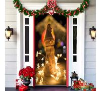 Decoración Navideña Para Puerta De Entrada 2024, Cubierta De Puerta Elástica Navideña, Decoraciones Navideñas Para Puerta De Entrada Al Aire Libre (E,91 * 203CM)