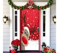 Decoración Navideña Para Puerta De Entrada 2024, Cubierta De Puerta Elástica Navideña, Decoraciones Navideñas Para Puerta De Entrada Al Aire Libre (L,91 * 203CM)