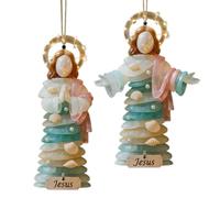 Decoración navideña religiosa - Juego de 2 acrílicos de Jesús 2D, carteles de pared espirituales para vacaciones, exhibición adecuada para paredes interiores y exteriores, ventanas, puertas