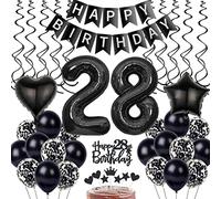 Decoración Negros 28 Cumpleaños, Globos 28 cumpleaños, Decoración Tarta Negros Cumpleaños 28 Años Hombre, Decoracion 28 Cumpleaños Hombre Mujer, Globos Deco Negros 28 Cumpleaños