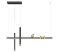 Decoración nórdica Lámpara lineal LED Lámpara colgante de tubo delgado Lámpara colgante de mariposa regulable de 29 W Luz puntual de oro negro Lámpara colgante ajustable para mesa de comedor Isla de