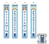 Decoración Oktoberfest pancarta bávara 2 unidades 180x30 cm azul y blanco para fiesta temática cervecera hogar jardín celebración